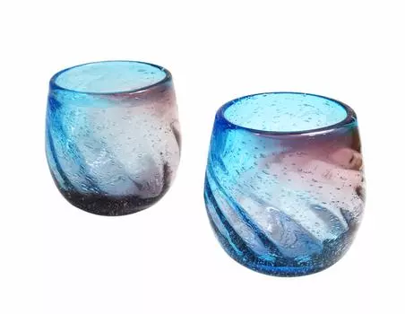 Castle Enterprise New Instagrammable Churaumi Taru Glass Purple Blue Set of 2 [Commercial Set] (Large) &
