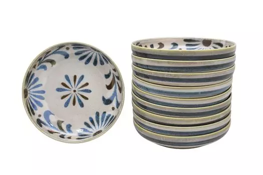Castle Enterprise New use Yachimun pattern tropical tableware chosen by an Okinawan Set of 10 pasta plates that can be used for [Commercial set]