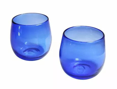 Castle Enterprise Новый Instagrammable Ryukyu Style Handmade Barrel Glass Blue Set из 2 шт. [Коммерческий набор] (большой)