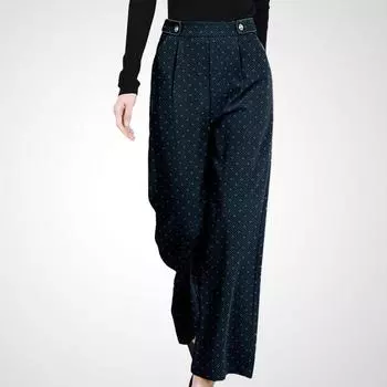 Casual All-Match High-Waist Slim-Fit Elegant Straight Wide-Leg Pants Print L
