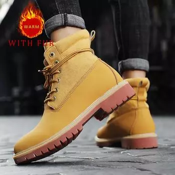 Casual autumn and winter men s boots Fashionable and Warm Styles Outdoor motorcycle Daily casual party couple quality shoes 35 чёрный