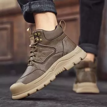 Casual autumn and winter men s shoes Comfortable daily design style Outdoor motorcycle hiking Classic Black adult boots Hot 39 чёрный