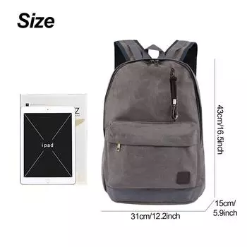 Casual backpack canvas large capacity usb computer backpack junior high school student backpack 43*31*15cm кофейный