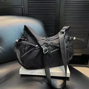 Casual bag women s spring new women s bag nylon cloth bag street trend messenger shoulder bag lightweight mother bag чёрный