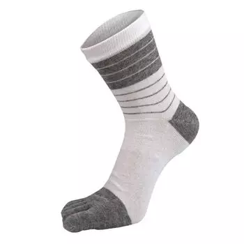 Casual Breathable Cotton Middle Tube Five Finger Socks Stripe Hosiery Socks With Toes Man Socks