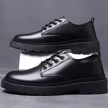 Casual business small leather shoes soft surface platform trend versatile lace-up dad shoes work shoes British style tooling shoes 39