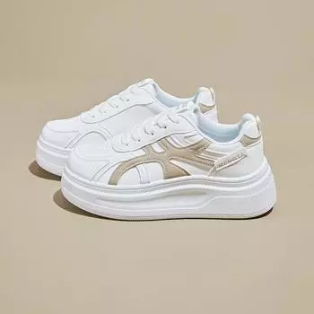 Casual Chunky Platform Sneakers for Women Breathable Lace-Up Non-Slip Walking Shoes Women s Comfortable Running Shoes PU Leather Tennis Sneakers 35