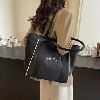 Повседневная женская сумка из ткани, осень-зима 2024, новая простая сумка через плечо большой вместимости, студенческая сумка для поездок на работу покинуть белый