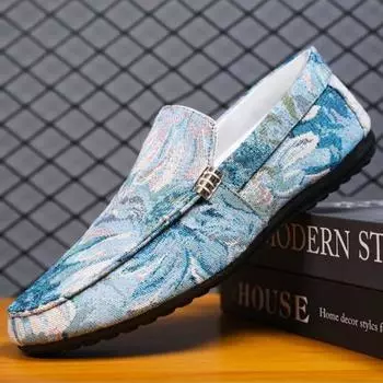 Casual Cloth Shoes Men Breathable Casual Canvas Shoes Loafers Men Shoes Fashion Zapatos Casuales 39 бежевый