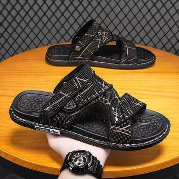 Casual Comfortable Men Fashion Casual Wear-resistant Sandals Summer Beach Shoes Thick Bottom Slip-on Slippers 38