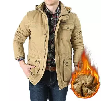 Casual Cotton-padded Men Plus Fleece Medium Long Cotton-padded Men s Fashionable Cotton-padded Coats Public Version 812 M