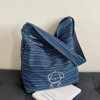 Casual Denim Lightweight Tote Bag Versatile Commuting Large-capacity Crossbody Bag small джинсовый синий