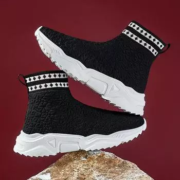 Повседневные кроссовки Кроссовки Теннис Люксовый бренд 2024 Обувь для девочек Носки Туфли на каблуке Женские туфли Шуз Роскошные женские лоферы Теннис 36 чёрный