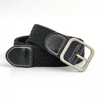 Casual Elastic Weave Waistband With No Drilling Design For Fashion Office Black Square