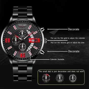 Casual Fashion Watches for Men Stainless Steel Calendar Quartz Digital Watch for Business Sports Running Work