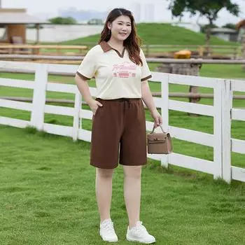 Casual Five-inch Pants Summer Straight-leg Pants Women s Loose Breathable and Waist-tight Sports Shorts L кофейный