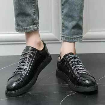 Casual flat bottomed men s shoes Trendy minimalist style Office Outdoor Leisure Business Party Green brown plus size shoes 39-47 39 чёрный