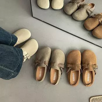 Casual flat-soled soft-soled Boken shoes women s spring 2025 new cross-belt buckle thick-soled bag head lazy shoes 35 хаки