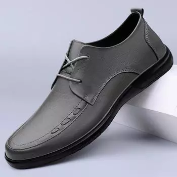 Casual gentleman business men s leather shoes Slip on Casual Shoes for Male Work Office Driving Minimalism Evening gift shoes 37 чёрный