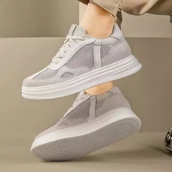 Casual Height Increasing Shoes Classic Mens Sneakers Genuine Leather Flats Skateboard Vulcanized Shoes Sneakers Leisure Walk 37