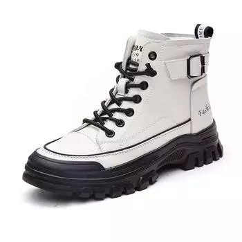 Casual High Top Small White Shoes Women Autumn and Winter New Women s Shoes Thick Soled Martens Ankle Boots Women Tide 35 чёрный