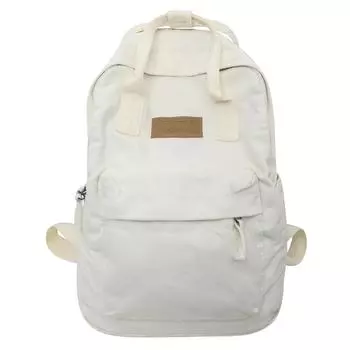 Casual Hommes Femmes Sac Dos Coton Toile Sac D cole Mode Sac Dos (Блан) EN