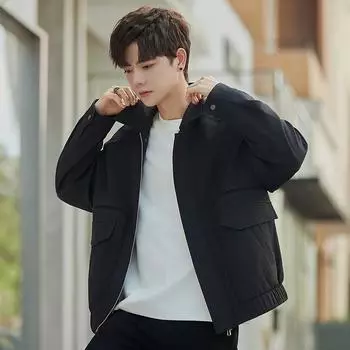 Повседневная куртка куртка мужская весна и осень High-end Sense свободный короткий лацкан мужской топ M чёрный