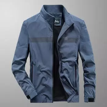 Casual Jacket Men s Spring and Autumn Thin Top Loose Large Size Middle-aged and Young Business Casual Stand Collar Jacket M