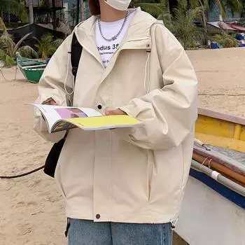 Повседневная куртка мужская весна и осень новый стиль мальчики модные топы с длинными рукавами спортивные свободные куртки для мужчин M