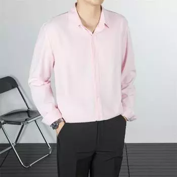 Casual Lapel Long-sleeved Shirt Men s Youth Daily Wear Overalls S