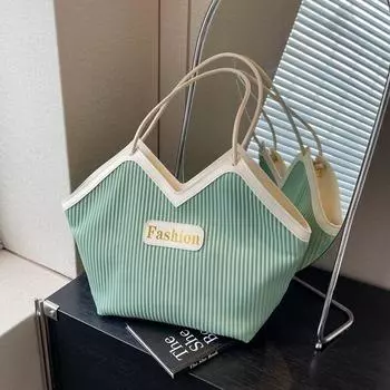 Повседневная сумка большой вместимости женская 2024 новая модная сумка через плечо сумка для покупок для студентов колледжа сумка для занятий сумка для поездок на работу чёрный