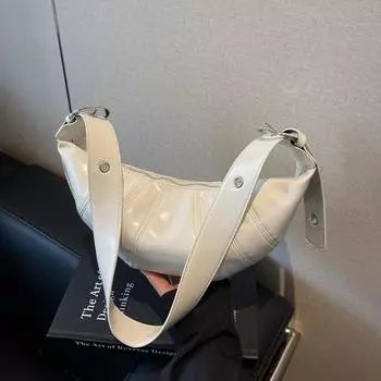 Casual large-capacity bag women s 2025 new spring retro versatile messenger bag, loose shoulder croissant чёрный