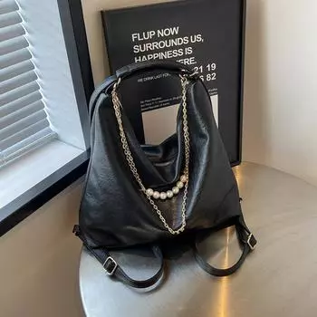 Casual large-capacity bag women s new commuter versatile single shoulder messenger tote bag multi-purpose backpack чёрный