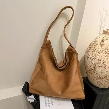 Casual Large-Capacity Commuter Armpit Large Bag Women S Shoulder Oblique Bag Simple Tote Bag коричневый