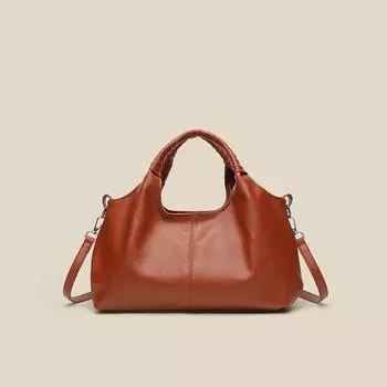 Casual Large Capacity Women s Bag Simple Soft Leather Crossbody Shoulder Handbag коричневый