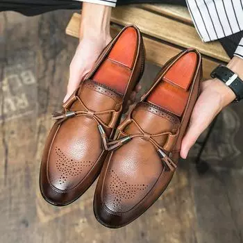 Casual Leather Loafer Shoes Men Soft Comfortable Driving Shoes Men Moccasins Footwear Mokasin Kasual For Men Schoenen 2024 38 чёрный