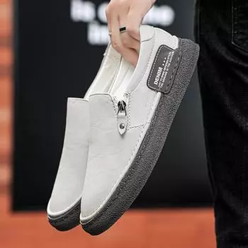 Casual Leather Men Loafers Moccasins Shoes Stylish Designer Man Driving Shoes Handmade Formal Slip on Flats Versatile Boat Shoes 38 серый