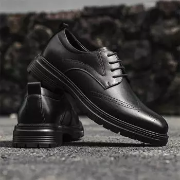 Повседневные кожаные мужские туфли-броги на шнуровке, модные мужские туфли-оксфорды в британском стиле, деловая обувь для отдыха и прогулок 38