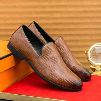 Casual Leather Mens Loafers Moccasins Shoes Fashion Designer Driving Flats Handmade Formal Slip on Male Boat Shoes Business Shoe 38 чёрный