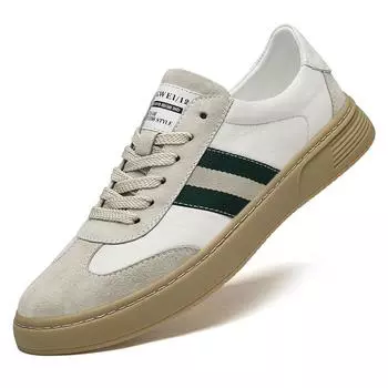 Casual Leather Mens Outdoor Travel Shoes Comfort Breathable Lace Up Sneakers Leisure Walk Skateboard Footwear Fashion Trainers 38 чёрный