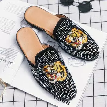 Casual Leather Mules Half Shoes For Men Fur Shoes Designer Luxury Fashion Mens Winter Footwear Slides Slippers Sandals Summer 38