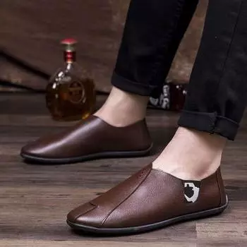 Casual Leather Shoes Business Dress Leather Shoes Large Size Men s Shoes Comfort Shoes Student Work Dress Men s Leather Shoes Doudou Shoes 39 чёрный