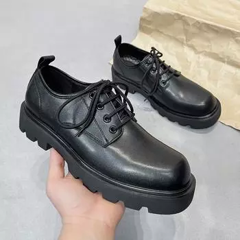 Casual leather shoes men s 2025 new dress business British versatile ins trendy handsome wedding shoes 15966-T 38 чёрный