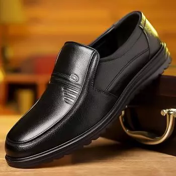 Casual leather shoes men s 2025 new business dress genuine leather men s single shoes middle-aged and elderly father shoes velvet cotton shoes 43
