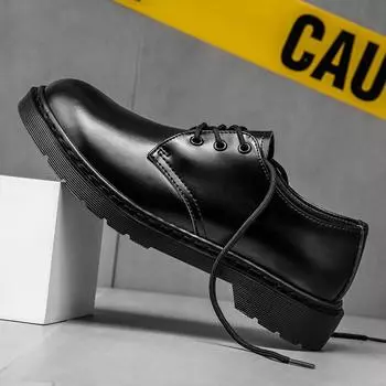 Casual leather shoes men s autumn new dress business black men s leather shoes fashion British retro single trendy shoes 38