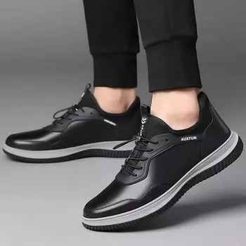 Casual leather shoes men s sports shoes Korean version versatile comfortable casual shoes lace up British trendy shoes men 39