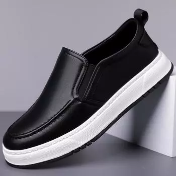 Casual leather shoes men s thick-soled attendance breathable formal wear business men s loafers, white shoes, men s Doudou shoes 38