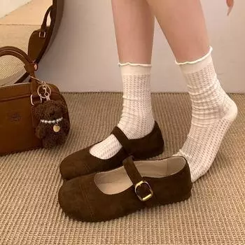 Casual lightweight retro British style flat pumps women s 2025 new spring and autumn versatile soft-soled comfortable shoes 35 темно-коричневого