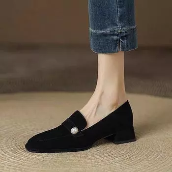 Casual Loafers Women Flat Spring and Fall Fashion Luxury Designer Black Lazy Simple Comfortable Shallow Mouth Basic Style 35 чёрный