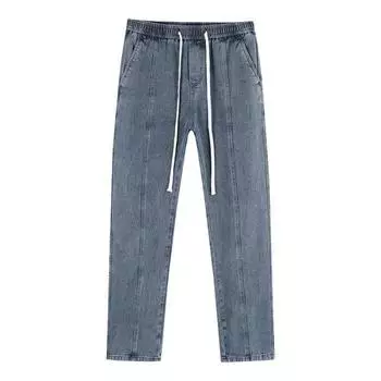 Casual Loose Wide-leg Jeans Men s Retro Straight-leg Trousers Cotton Drawstring Floor Pants M